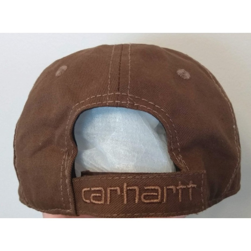 Carhartt ODESSA Brown Cap Strapback Leatherette Logo FastDry Dad Hat Workwear - Picture 3 of 5